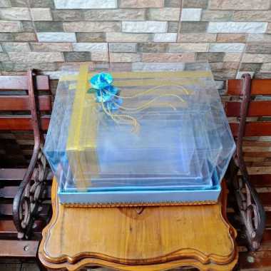 Kotak seserahan box hantaran mika 1 set isi 4 kotak kotak hantaran pernikahan Biru muda gold
