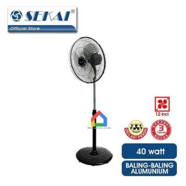 Kipas Angin Berdiri Sekai HSN-1238-PO / Sekai HSN1238PO / Sekai HSN 1238 PO (12 Inch) Hitam