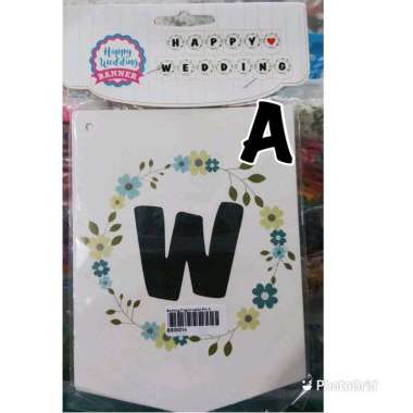 Bunting flag happy wedding banner happy wedding pernikahan married nikah Putih A