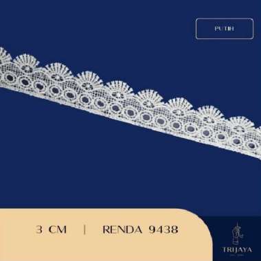 Trijaya Renda Giper / Guipure/ Giver / Bordir - 9438 (3 CM) Putih Per Roll