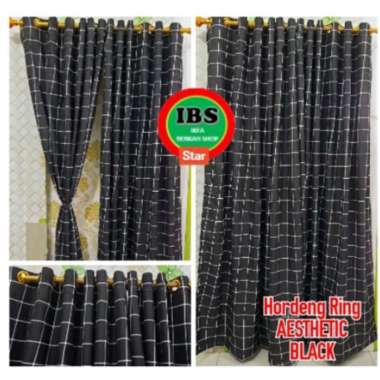 HORDENG RING AESTHETIC TIRAI RING 12 UKURAN 130X220 CM RING AESTHETIC BLACK