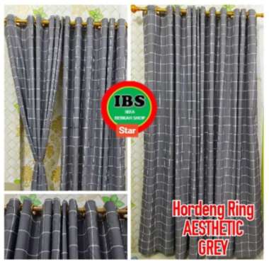 HORDENG RING AESTHETIC TIRAI RING 12 UKURAN 130X220 CM RING AESTHETIC GREY