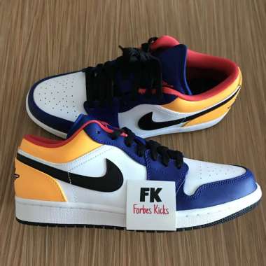 Air Jordan 1 Low Royal Yellow White Deep Royal Blue || unc university blue black