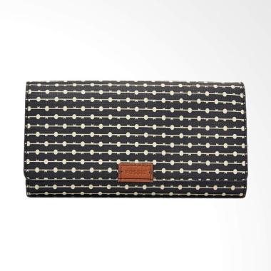 Fossil SL 7201080 Emma RFID Flap Clutch Dompet Wanita - Black Stripe