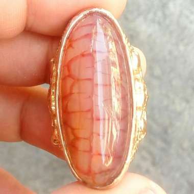 Cincin Batu Akik Natural Dyed Model Pandan Sisik Naga