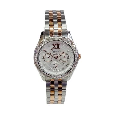 Alexandre Christie AC 2496 BF Multifunction Stainless Steel Jam Tangan Wanita Silver-Rose Gold