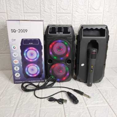 Speaker Karaoke SQRS 2009 LED Disko Bluetooth Portable BONUS Microfon