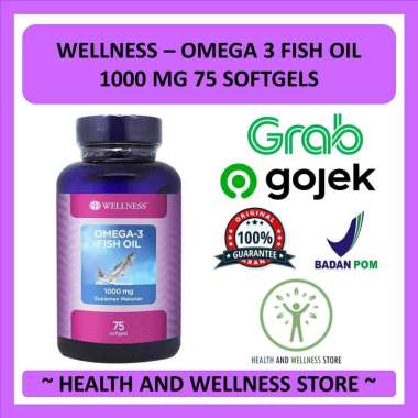 WELLNESS OMEGA 3 OMEGA-3 FISH OIL 1000 MG 75 SOFTGELS KAPSUL LUNAK MINYAK IKAN