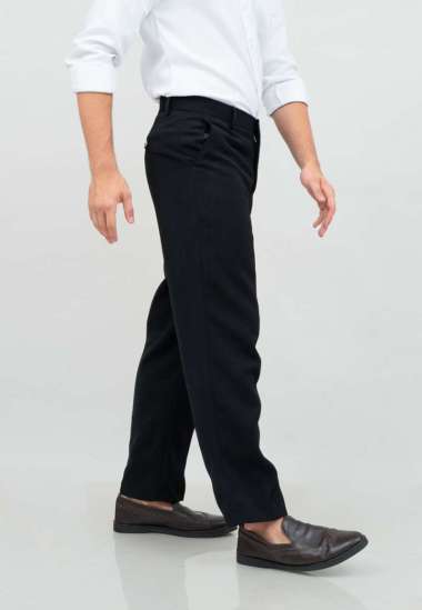 Celana bahan panjang hitam kerja pria besar model REGULAR standard 31 hitam