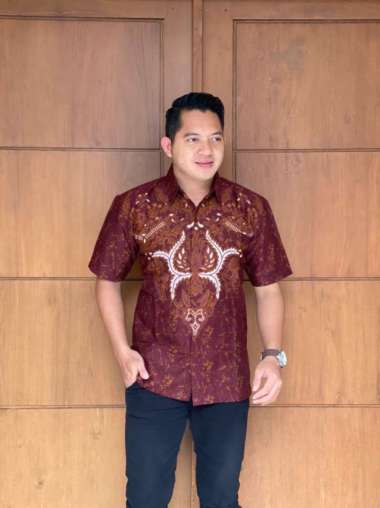 Baju Kemeja Batik Pria Lengan Pendek Batik Ori Solo Katun (Rakha) - M XL