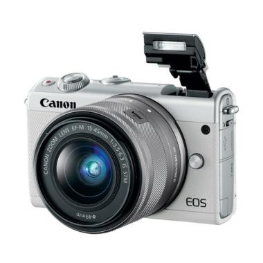 Canon EOS M100 Kit 15-45mm Kamera Mirrorless Neige Putih