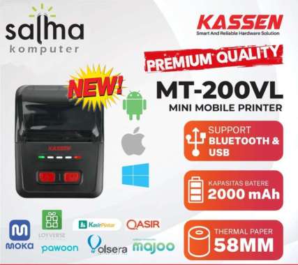 printer KASSEN MT200VL- BLUETOOTH PRINTER THERMAL 58MM KASSEN MT-200VL