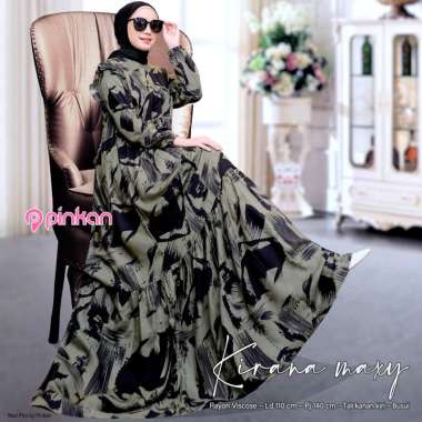 Baju Gamis Wanita Muslim Bahan Rayon Viscose Motif Bunga Model Busui Friendly Bawah Mayung Dress Trend Kekinian Terbaru 2022 Motif Kirana XL