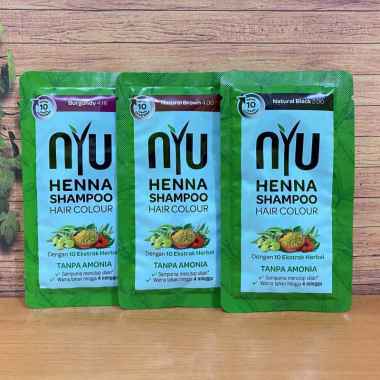 Nyu Henna Shampoo Hair Colour / Henna Cat Rambut Sachet - 20ml Natural Brown