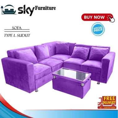 GRATIS ONGKIR! Sofa L sudut - Sofa Minimalis plus Meja termurah!!! ungu