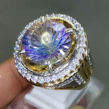Cincin Batu Natural Mistik Quartz Asli Multi colour