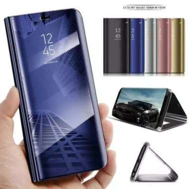 Vivo Y81 Y83 Flip Clear View Stand Standing Cover Mirror Case Casing Hitam