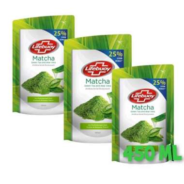 Sabun Mandi Cair Lifebuoy Body Wash Refill 450 Ml Isi 3Pc Matcha Green