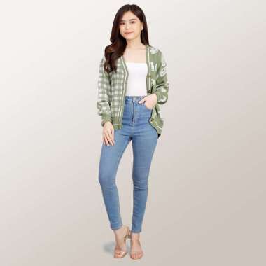Cardigan Rajut Knitting lengan panjang wanita gaya korea - Jfashion Cardismile Mint