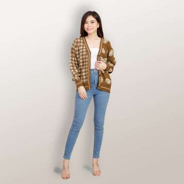 Cardigan Rajut Knitting lengan panjang wanita gaya korea - Jfashion Cardismile Bronze