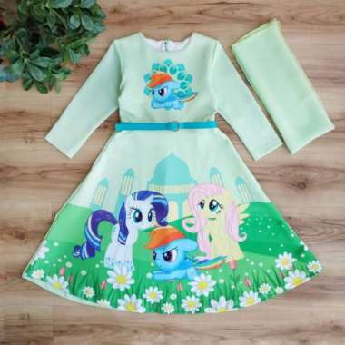 Gamis Anak Perempuan 5 - 13 Tahun . Baju Busana Muslim Anak Import . K-28E 13