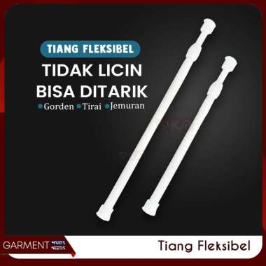 Tiang Shower Gorden Horden Jendela Gantungan Jemuran Baju Tanpa Bor Paku Besi Fleksible Rak Dinding 