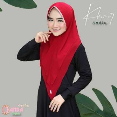 Jilbab Hijab Kerudung Khimar Andin 2 Layer Ceruty Babydoll Merah