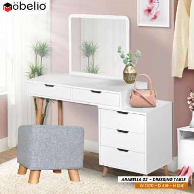 Meja Rias Laci Modern Minimalis Meja Rias + Puff