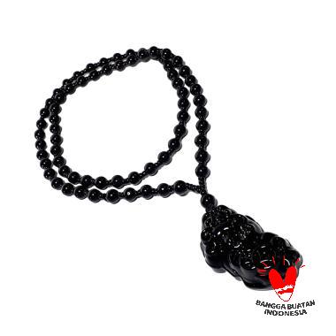 Vee Kalung Pria Wanita Batu Giok Hitam Liontin Naga Pixiu Kalung Liontin Terapi Kesehatan HITAM