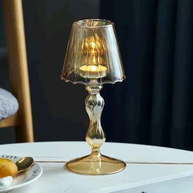 Candle Stick Holder Kaca Duralex Lampu Lilin Meja Makan Romantis Dine-In Lilin Aromatherapy Dekorasi