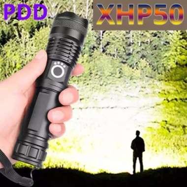 Senter LED Tactical Long Range 4 Core XHP50 Cas USB 18650 Baterai