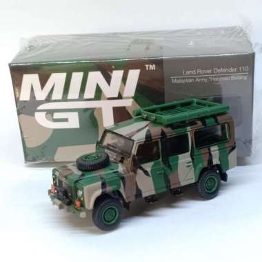 Minigt Diecast Mobil Land Rover 110 Malaysia Army Harimau Belang