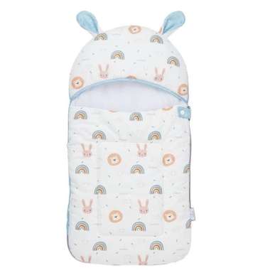 Omiland Sleeping Bag Kantong Tidur Bayi Selimut Topi Bayi Blanket Baby Rainbow Biru