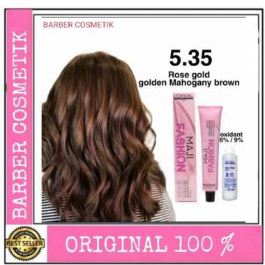 pewarna rambut loreal majirel majifashion 5.35 Light golden mahogany cat + oxi 9 %