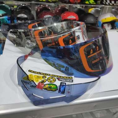 Paket Ganteng Kaca Helm NHK Rx9 Fullface Iridium Silver Biru Smoke Cle warna flat visorhitam