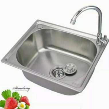 PAKET LENGKAP BAK CUCI PIRING 1 LUBANG + KERAN AIR/PAKET SINK DAN KRAN TERBAIK Multicolor