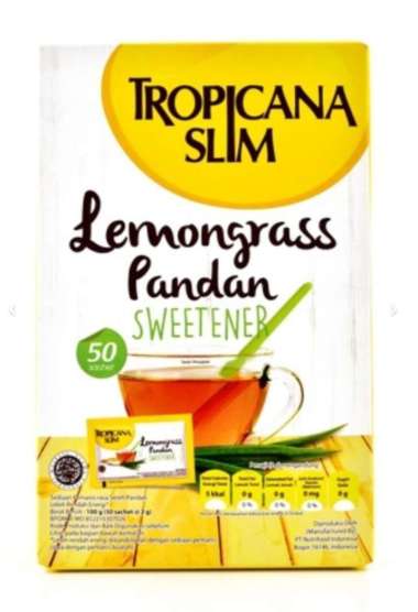 Promo Harga TROPICANA SLIM Sweetener Lemongrass Pandan per 50 pcs 2 gr - Blibli