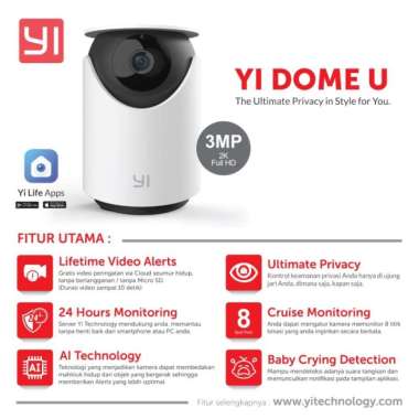 Yi Dome U 3MP 1296P Smart IP Camera 360 Kamera CCTV BEST SELLER Multicolor