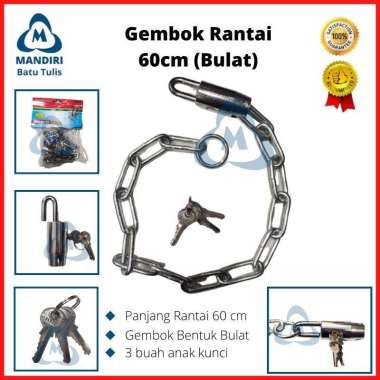 Gembok Rantai Sepeda / Motor / Pagar - Gembok Rante 60cm 3 Anak Kunci 60 bulat