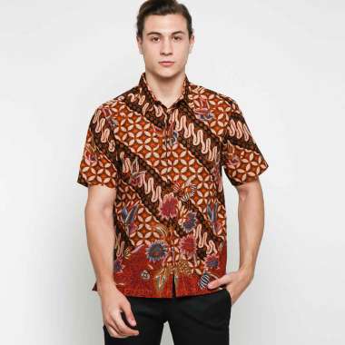 Batik Adikusuma Hem Batik Parang Matahari Kemeja Batik Pria - Merah [532102010] S -