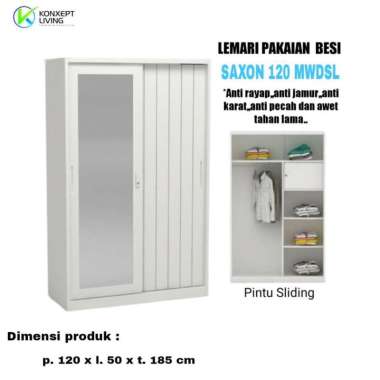 LEMARI PAKAIAN / BAJU 2 PINTU BESI SLIDING SAXON 120 MWDSL