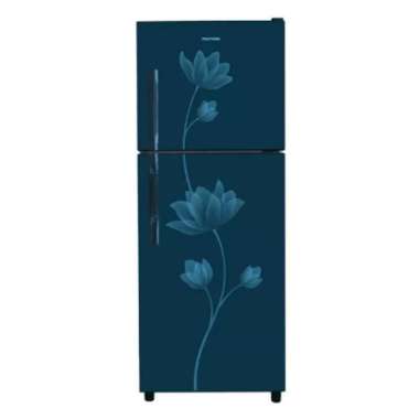 POLYTRON PRB 219 B / BLUE METAL DOOR LEMARI ES KULKAS 2 PINTU 210 LITER RAK TEMPERED GLASS / PRB219B