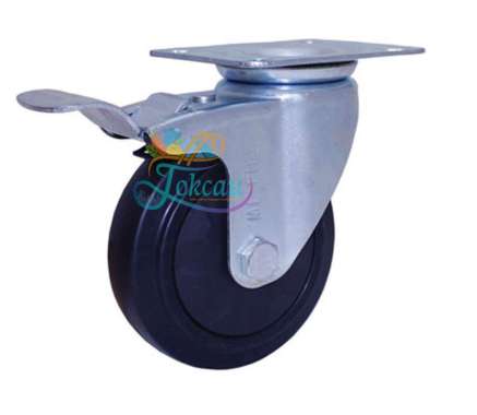 Roda Caster / Troli / Troly Karet Elastis 6 Inch Rem ( Swivel Brake ) RHJ Indonesia
