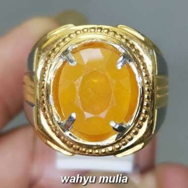 Cincin batu Akik Yakut Yellow Sapphire Asli (Kode 1908) Kuning