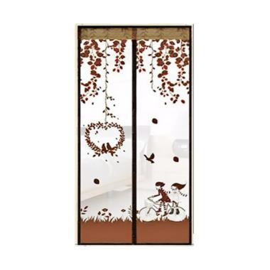 Tirai Magnet Anti Nyamuk Motif Random - Coklat