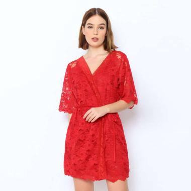Cynthia 650304 Kimono Lace Set Christmas - Merah RED Semua Ukuran