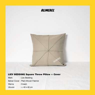 BLIMEBEL - BLYTHE Square Throw Pillow + Cover Size 40x40 cm / Bantal Sofa + Sarung Bantal Sofa Cream