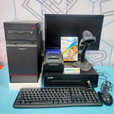 PAKET POS SYSTEM CPU KOMPUTER FULL SET GARANSI TOKO 1 TAHUN HITAM