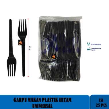 ISI 25 PCS SENDOK MAKAN GARPU MAKAN SENDOK MAKAN PLASTIK GARPU MAKAN PLASTIK SENDOK HITAM GARPU HITA