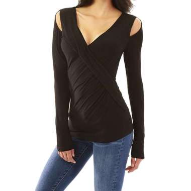Promo Sexy Deep V Neck Long Sleeves Top 